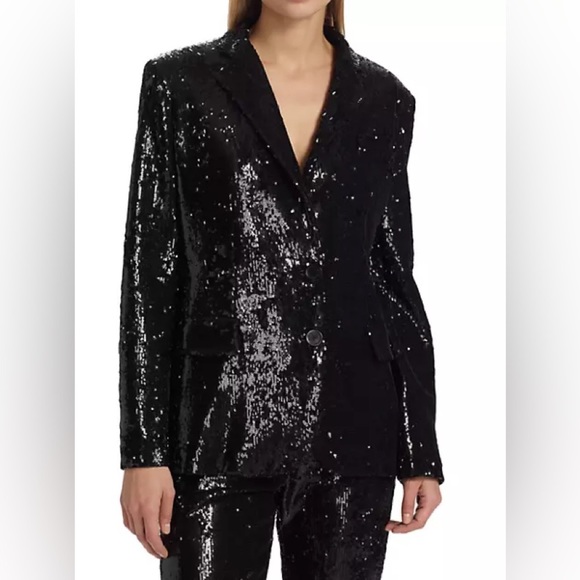 Giorgio’s Armani Sequin Metallic Black Oversize Blazer Jacket Size 44 - Picture 3 of 15